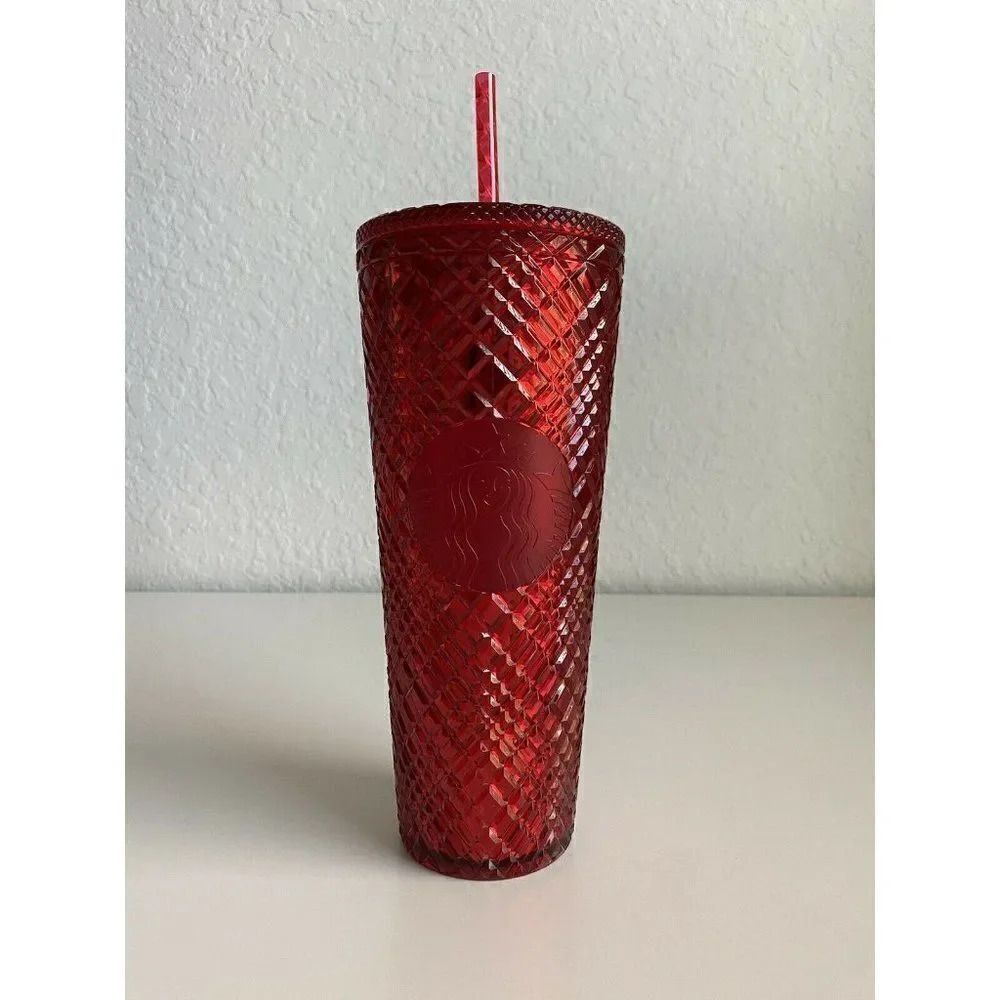 Starbucks Tumbler Cup Jeweled Red Holiday 2021 Christmas 24oz Venti Winter